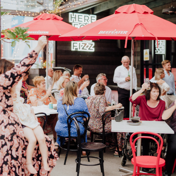 outside courtyard wedding